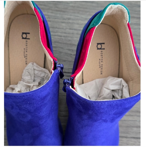 Boston Design Studio Blue, Green & Red Colorblock Women's Bootie, Size 11W - Picture 6 of 14